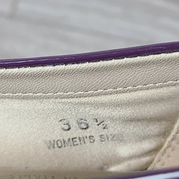 TODS Cream Suede & Purple Patent Leather Embellished Cap Toe Ballet Flats Sz 5.5 - Picture 13 of 15